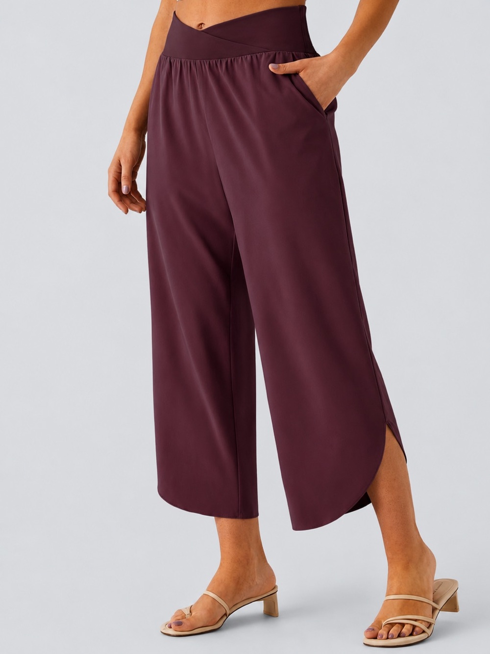 NWT Halara Breezeful 3X Burgundy Crossover Resort Wide Leg Pants